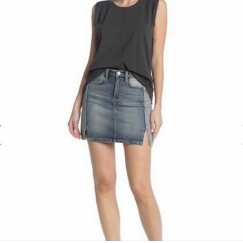 CURRENT ELLIOT Womens Denim Skirt The Reversed Mashed Mini Skirt Sz 28